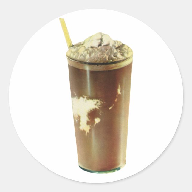 Vintages Dessert, Schokoladeschüttler und gepeitsc Runder Aufkleber (Vorderseite)