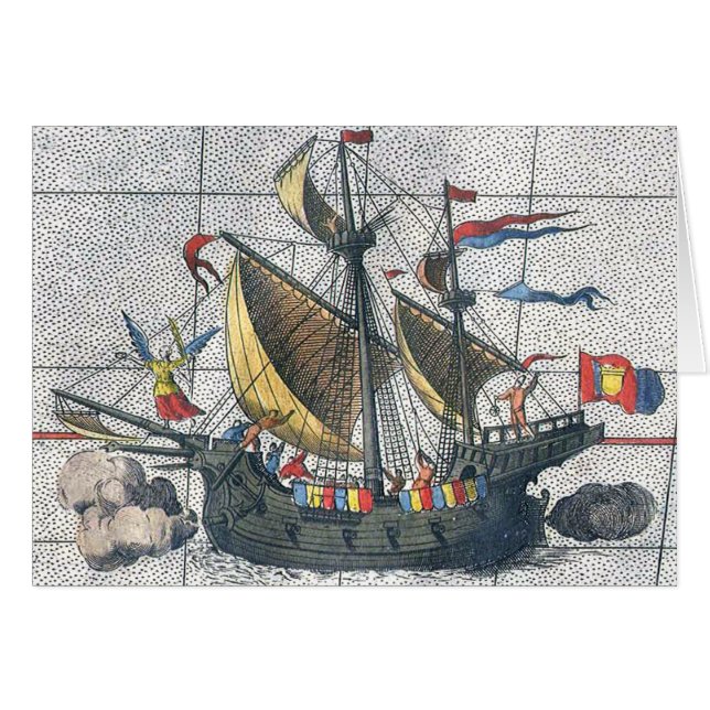 Vintages Detail Ortelius Karte Magellan Schiff Vic (Vorderseite (Horizontal))