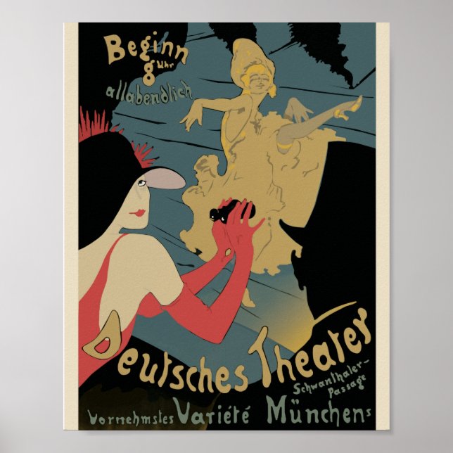 Vintages Deutsches Theaterposter-Kabarett Poster (Vorne)