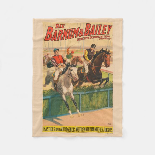 Vintages deutsches Zirkusposter auf Pferden Fleecedecke (Vorderseite)