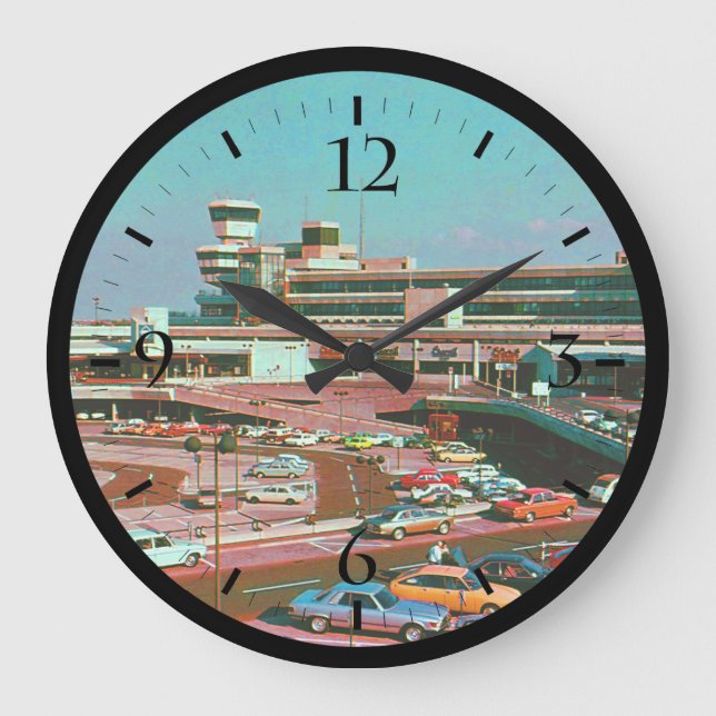 Vintages Deutschland Berlin Der Flughafen Tegel Große Wanduhr (Vorderseite)