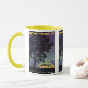 Vintages Deutschland, Gelber Bus bei Nacht, Reisek Tasse