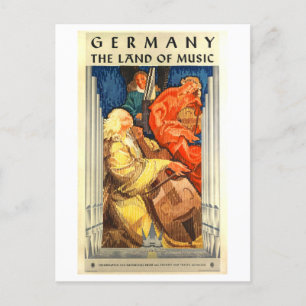 Vintages Deutschland "Land of Music" Reiseplakat Postkarte