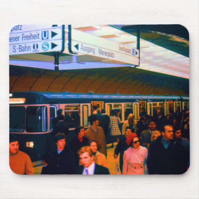 Vintages Deutschland München Bahnhof Marienplatz Mousepad (Vorne)