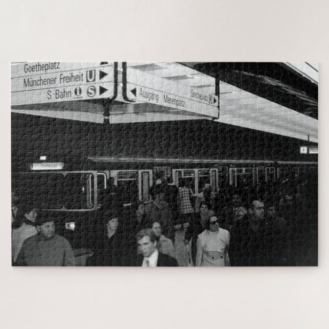 Vintages Deutschland München Bahnhof Marienplatz Puzzle (Horizontal)