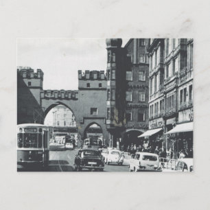 Vintages Deutschland, München, Stadtbahnen und Tor Postkarte