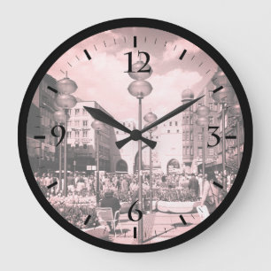 Vintages Deutschland München Towngate Karistor Lar Große Wanduhr