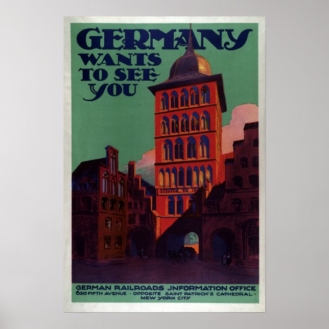 Vintages Deutschland Will Sie zu sehen Poster (Vorne)