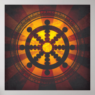 Vintages Dharma Wheel Print Poster