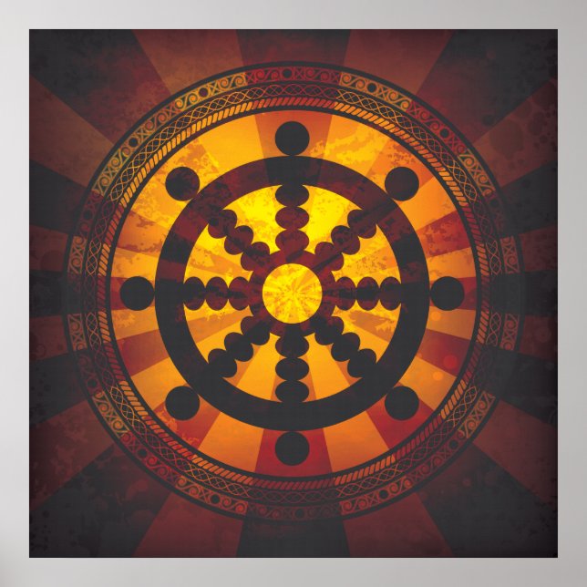 Vintages Dharma Wheel Print Poster (Vorne)