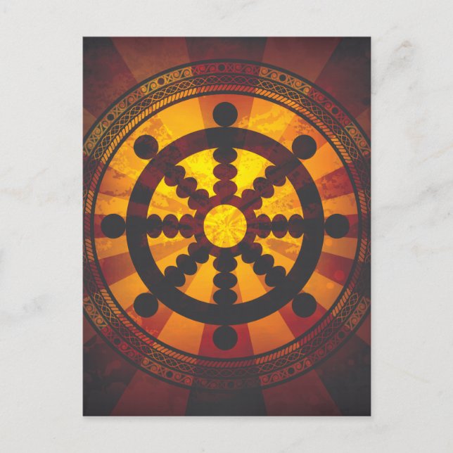 Vintages Dharma Wheel Print Postkarte (Vorderseite)