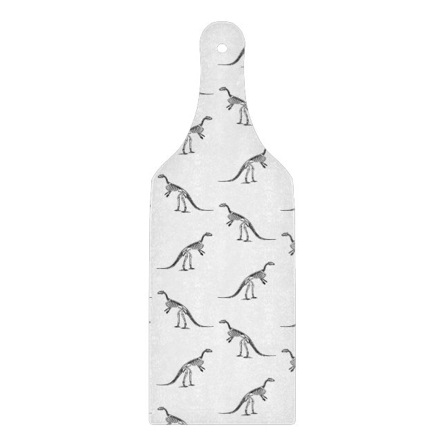 Vintages Dinosaurier-Skelett-Muster-Schwarzes u. Schneidebrett (Vorderseite)