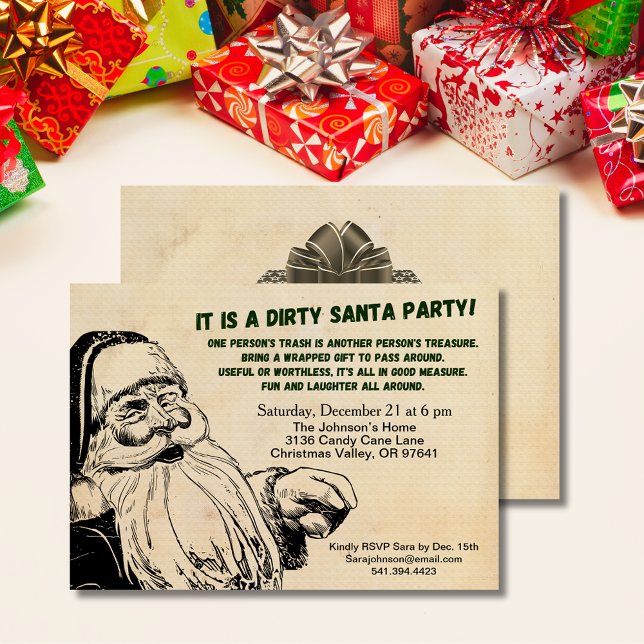 Vintages Dirty Santa Gift Exchange-Party Einladung (Vintage Dirty Santa Gift Exchange Party Invitation)