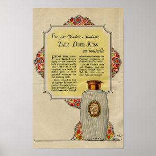 Vintages Djer Kiss Talc Pulver ad 1924 Poster