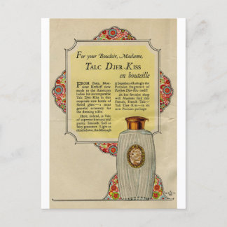 Vintages Djer Kiss Talc Pulver ad 1924 Postkarte