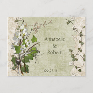 Vintages Dogwood Ivy Blume Save the Date Ankündigungspostkarte