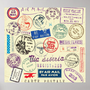 Vintages Dokument: Briefmarke Set Collection Poster