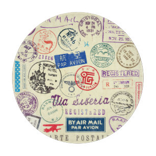 Vintages Dokument: Briefmarke Set Collection Schneidebrett