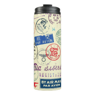 Vintages Dokument: Briefmarke Set Collection Thermosbecher