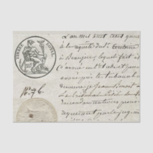 Vintages Dokument zur französischen Briefmarke Seidenpapier