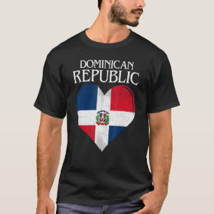 Vintages Dominikanisches Flaggenherz T-Shirt