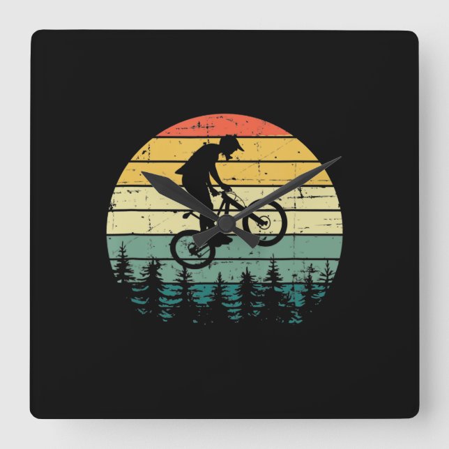 Vintages Downhill MTB Mountainbike Quadratische Wanduhr (Vorderseite)