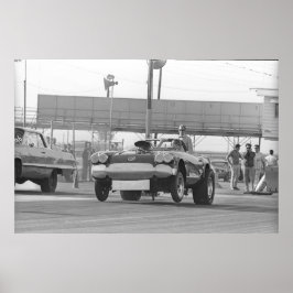 Vintages Drag Racing - Korvette am Löwenstreifen Poster