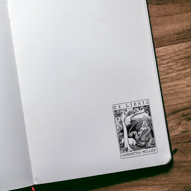 Vintages Dragon Custom Ex Libris Library Book Gummistempel (Von Creator hochgeladen)