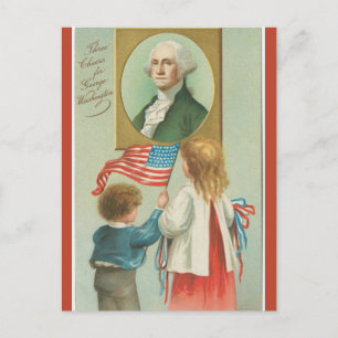 Vintages Drei-Gruß für George Washington Postkarte