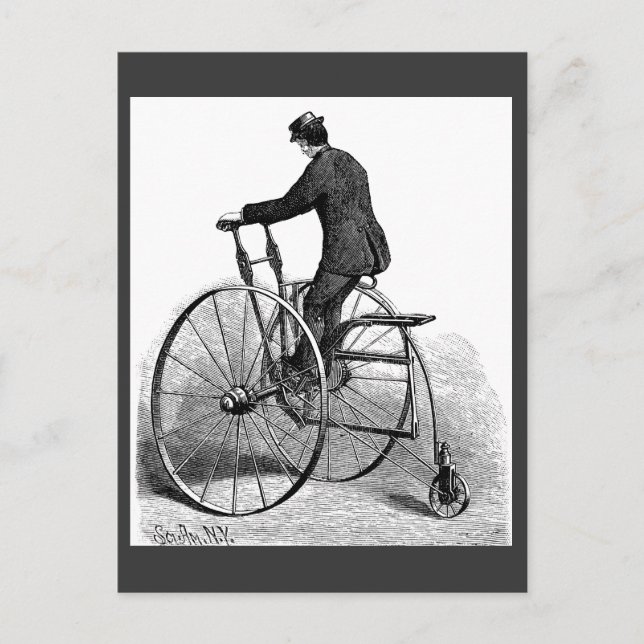 Vintages Dreiräder-Viktorianisches Dreirad-Fahrrad Postkarte (Vorderseite)