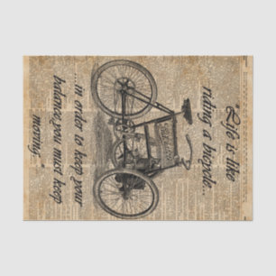 Vintages Dreiradwörterbuch-Kunst-Fahrrad-Zitat Seidenpapier