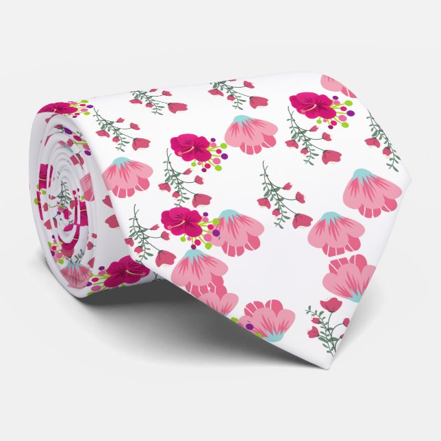Vintages Druckmuster im Frühjahr Rosa Blütenmuster Krawatte (Gerollt)