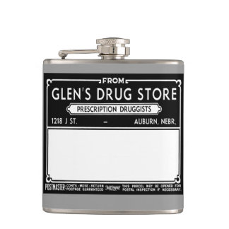 Vintages Drugstore-Label Flachmann