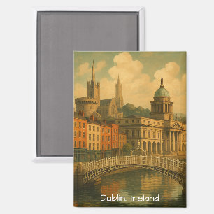 Vintages Dublin Travel Retro Irland City Artwork Magnet