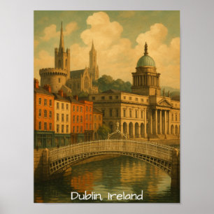 Vintages Dublin Travel Retro Irland City Artwork Poster