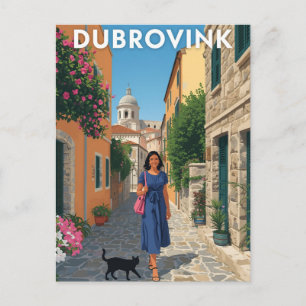Vintages Dubrovnik Kroatien Reiseplakat Postkarte