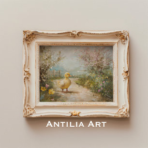 Vintages Duckling Portrait Frühlingsfarm Leben Ent Poster