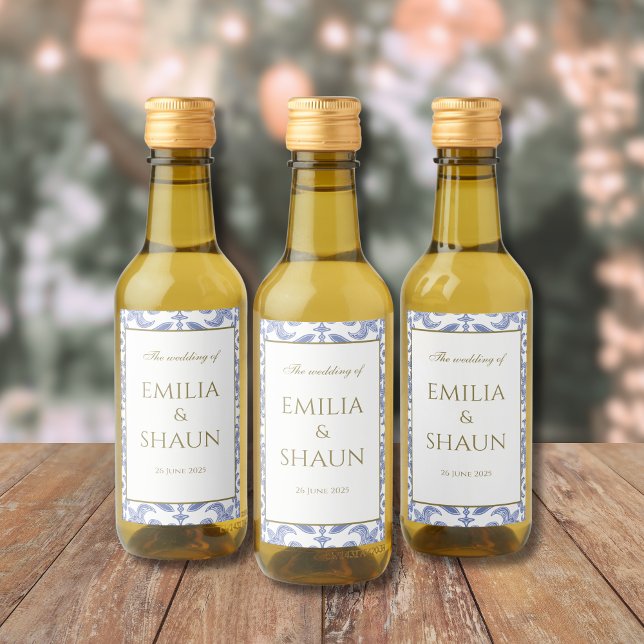 Vintages, dunkelblaues und weißes Muster Weinetikett (Von Creator hochgeladen)