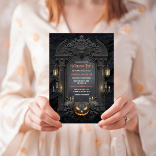 Vintages dunkelgotisches Adult Halloween-Kostüm-Pa Einladung