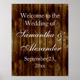 Vintages Dunkelholzplankzeichen Begrüßungszeichen Poster