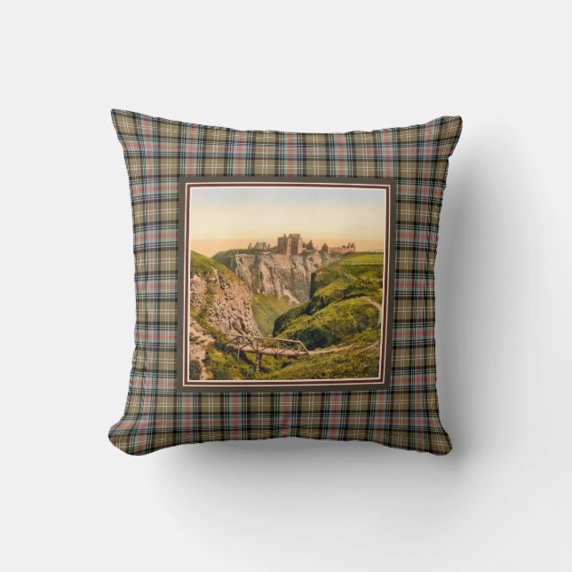 Vintages Dunnottar Burg Clan Sutherland Tartan Kissen (Vorderseite)
