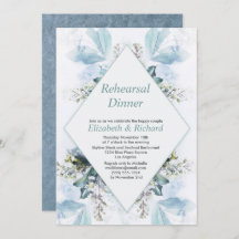 Vintages Dusty Blue Floral Hochzeit Probe Dinner