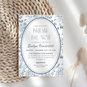 Vintages Dusty Blue Toile Chinoiserie Brautparty Einladung