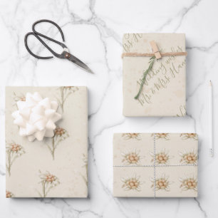 Vintages Edelweiß Geschenkpapier Set