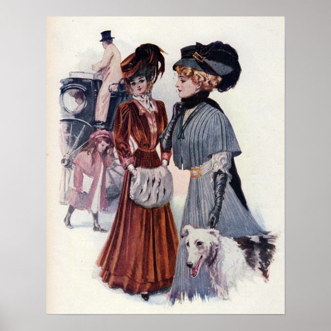 Vintages Edwardian Winter Fashion Poster (Vorne)