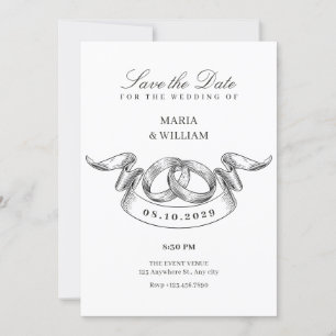 Vintages Ehepaar, minimalistische Hochzeit Save The Date