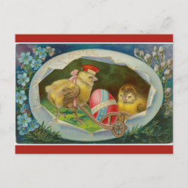 Vintages Ei bei Küken Postkarte