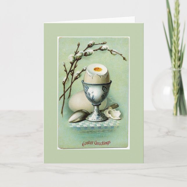 Vintages Ei in einer Ostergrußkarte Feiertagskarte (Vorderseite)