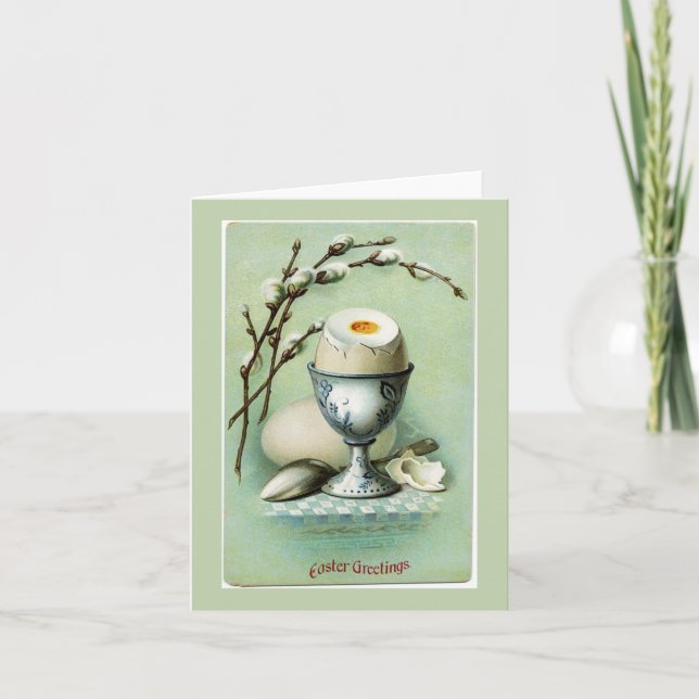 Vintages Ei in einer Osterkarte Feiertagskarte (Vorderseite)