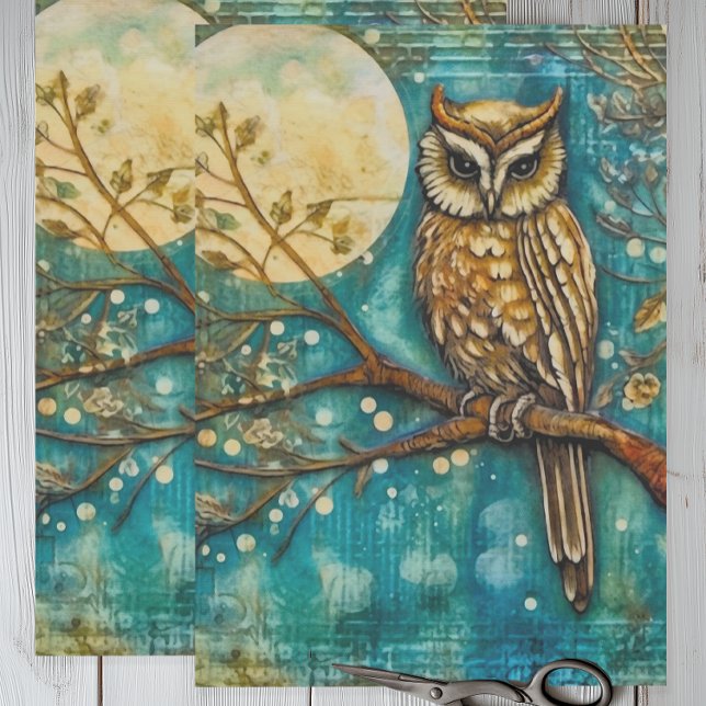 Vintages Ei Seidenpapier (Vintage owl tissue paper for decoupage or gift wrapping.)